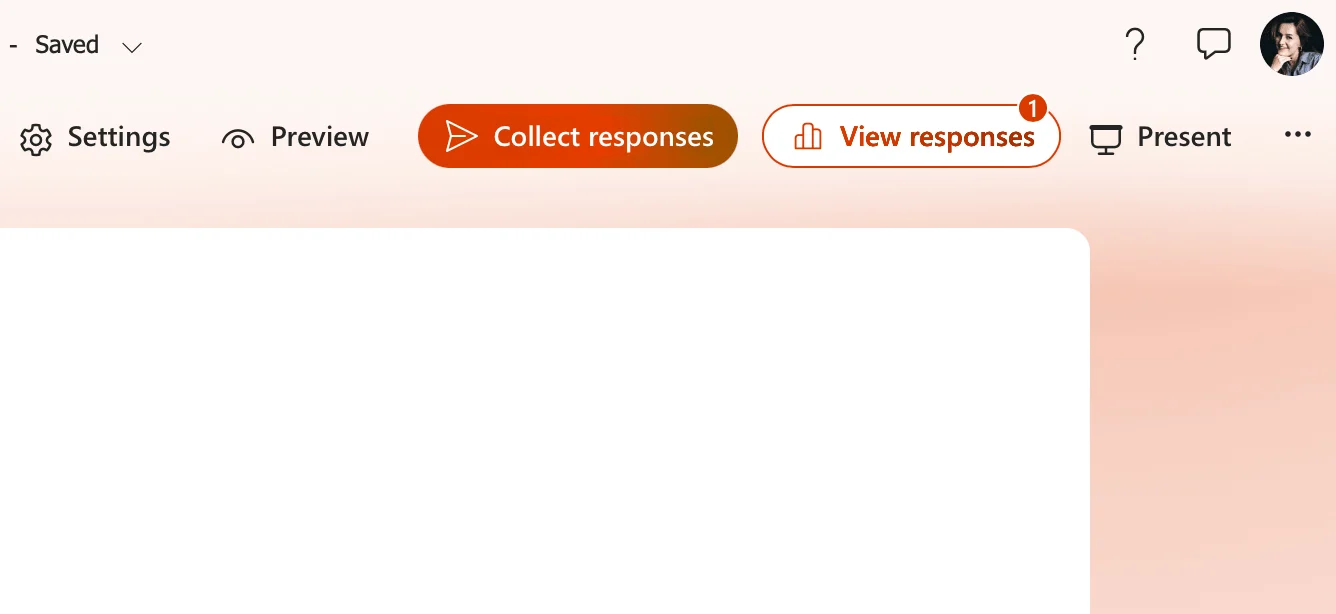 Microsoft Forms response summary table