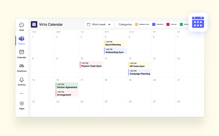 Virto Calendar App