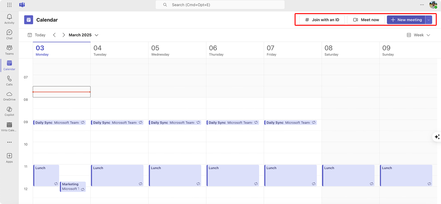 Pic. 6. Scheduling a meeting through the calendar.